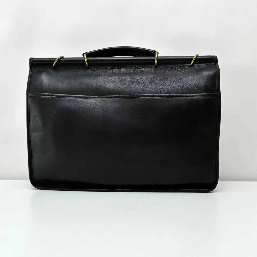 Vintage Laura USA Black Leather Satchel with Shoulder Strap - Laptop Bag - Picture 2 of 13